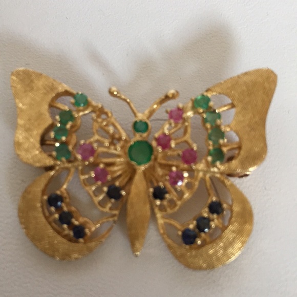 Jewelry - Vintage 14K Yellow Gold Butterfly Brooch